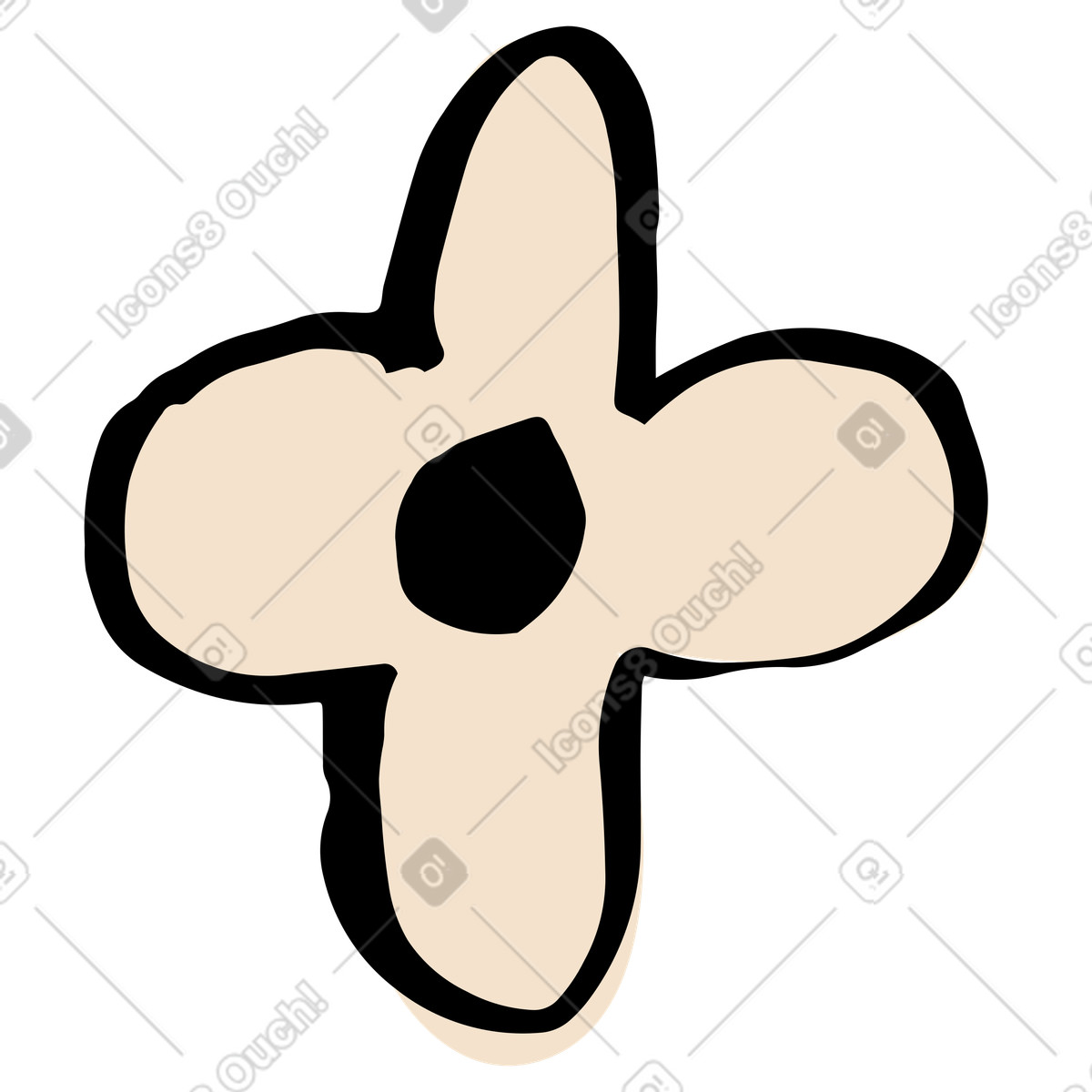 Scandi スタイルの Beige blossom with four petals のイラストをPNG、SVG形式でダウンロード