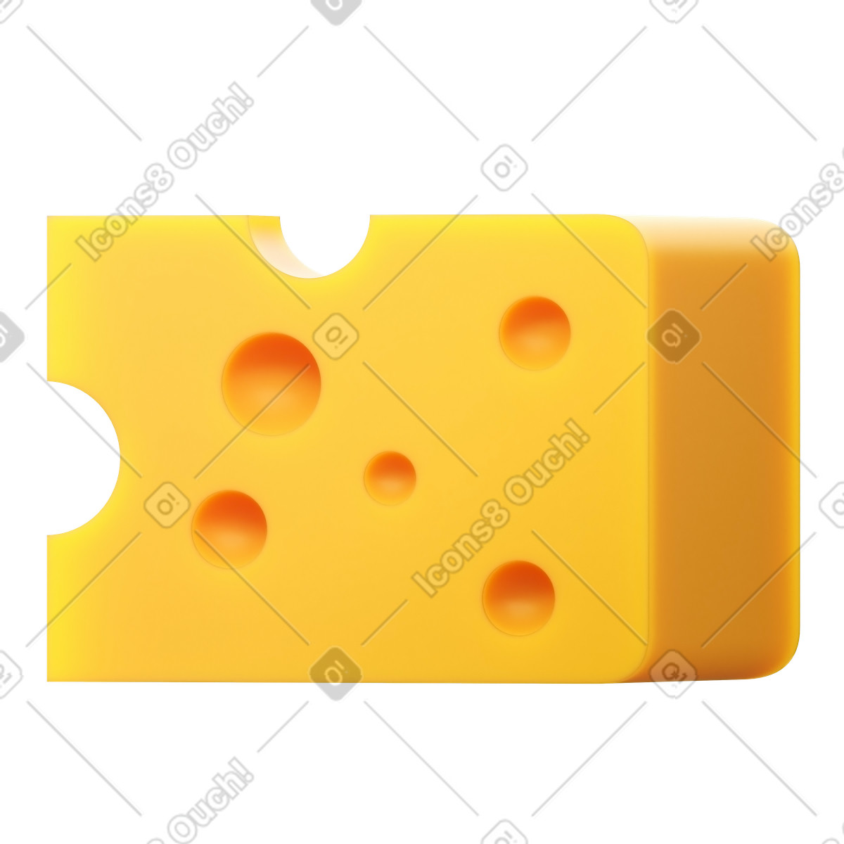 Cheese illustration in 3D Fluency style download in PNG, SVG