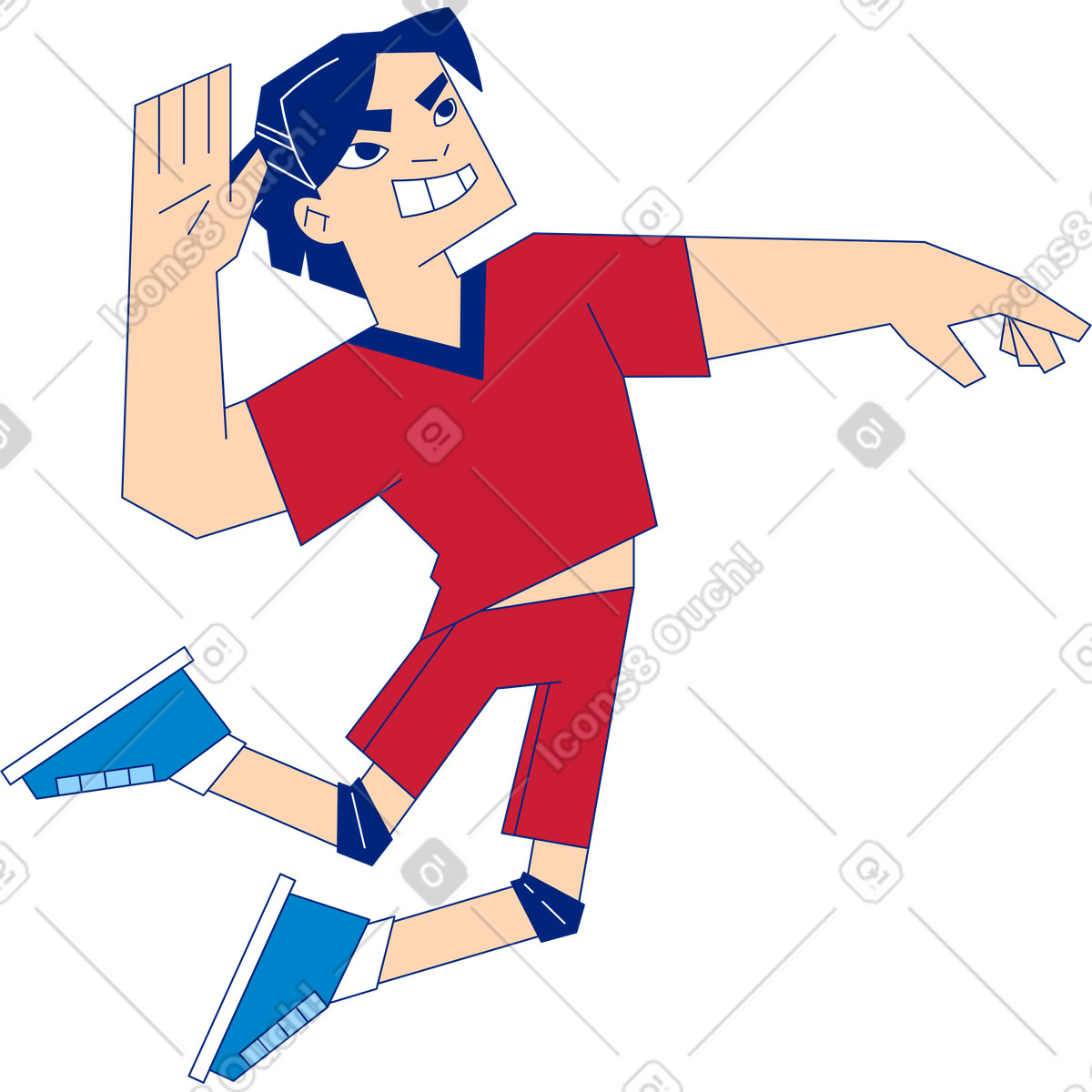 Illustration Joueur de volley-ball sautant dans le style Neo-Sakura à télécharger aux formats PNG, SVG