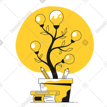 Creativity tree with light bulbs PNG, SVG