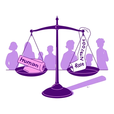 A duotone illustration of a "symbolic balance scale" placed centrally, with one side holding a "scroll labeled 'Human Rights'" and the other side holding a "scroll labeled 'Roe v. Wade'." The scale's arms are evenly balanced, demonstrating a tension between the two concepts. In the background, faint outlines of "people of diverse backgrounds" can be seen, emphasizing the social implications of the scales. The overall image conveys the importance of these two elements in a complex societal discussion.