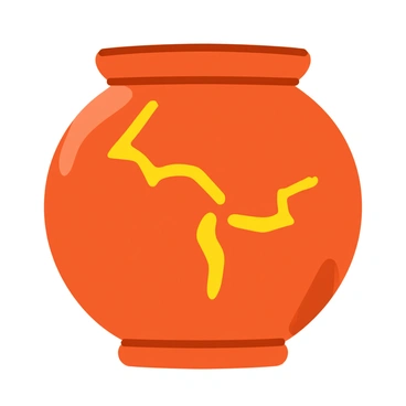 A close-up of a cracked pottery piece with visible fractures. Gold lacquer is used to repair the cracks, creating a striking contrast against the earthy tones of the pottery. The light reflects off the gold, emphasizing the intricate lines where the piece is mended. The background is softly blurred to keep the focus on the detailed craftsmanship of the kintsugi repair and the textured surface of the pottery.