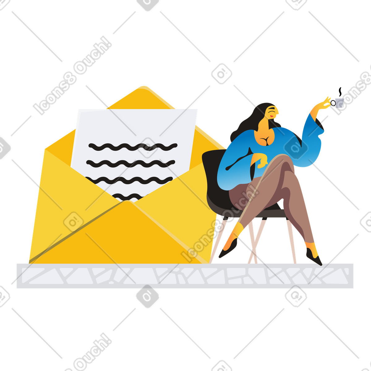 Ricezione del messaggio illustrazione in stile Jaconda scarica in PNG, SVG