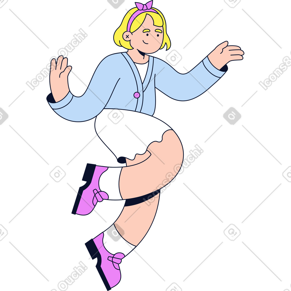 Ilustración Mujer joven saltando en estilo Flexy a descargar en PNG y SVG