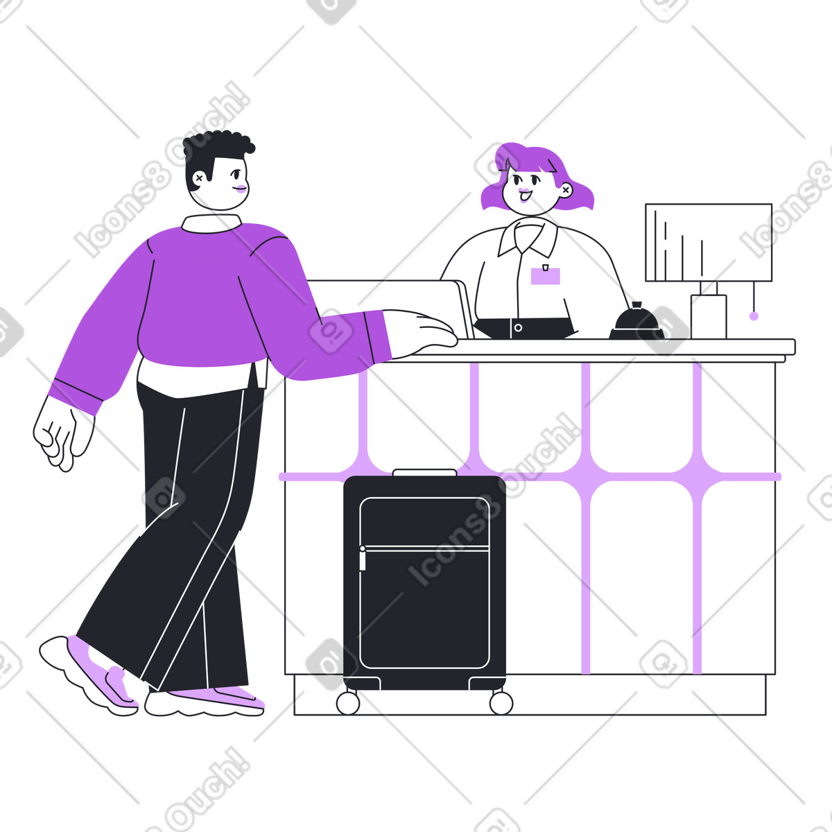 Ilustração de Check-in em no estilo Grapy para baixar em PNG, SVG