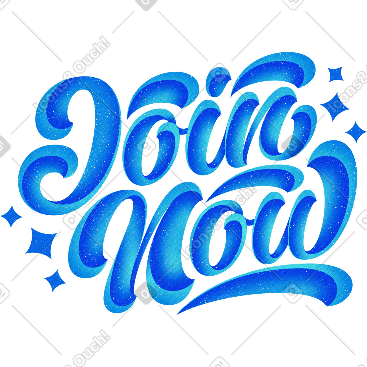 Ilustração de Letras juntam-se agora com texto sombras azuis em no estilo Lettering para baixar em PNG, SVG