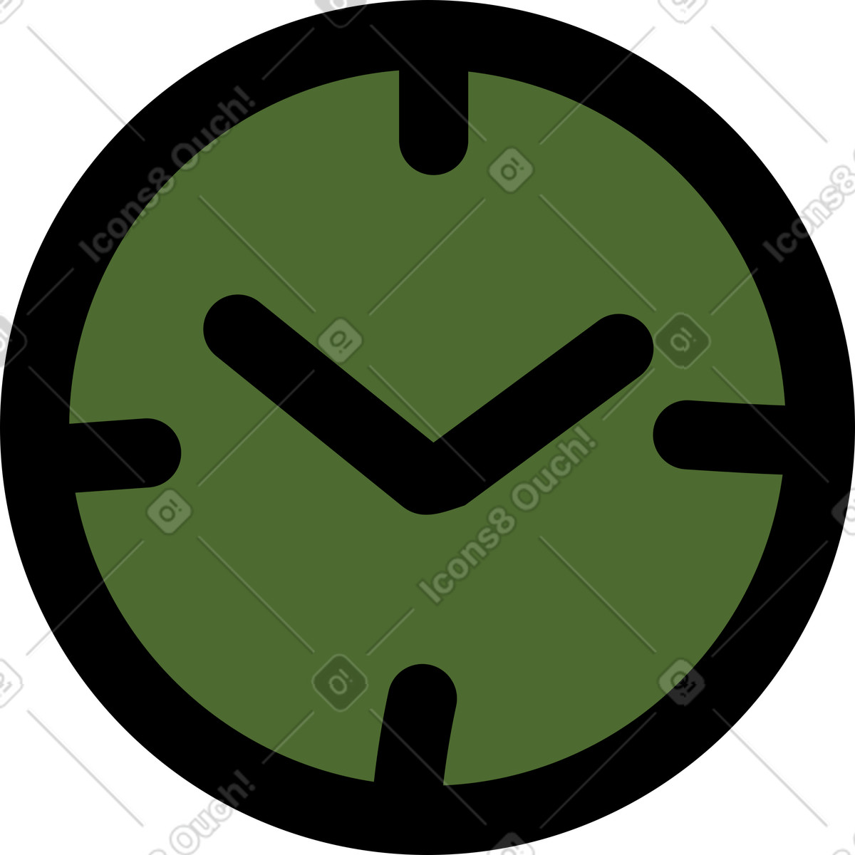 Green clock illustration in PNG, SVG