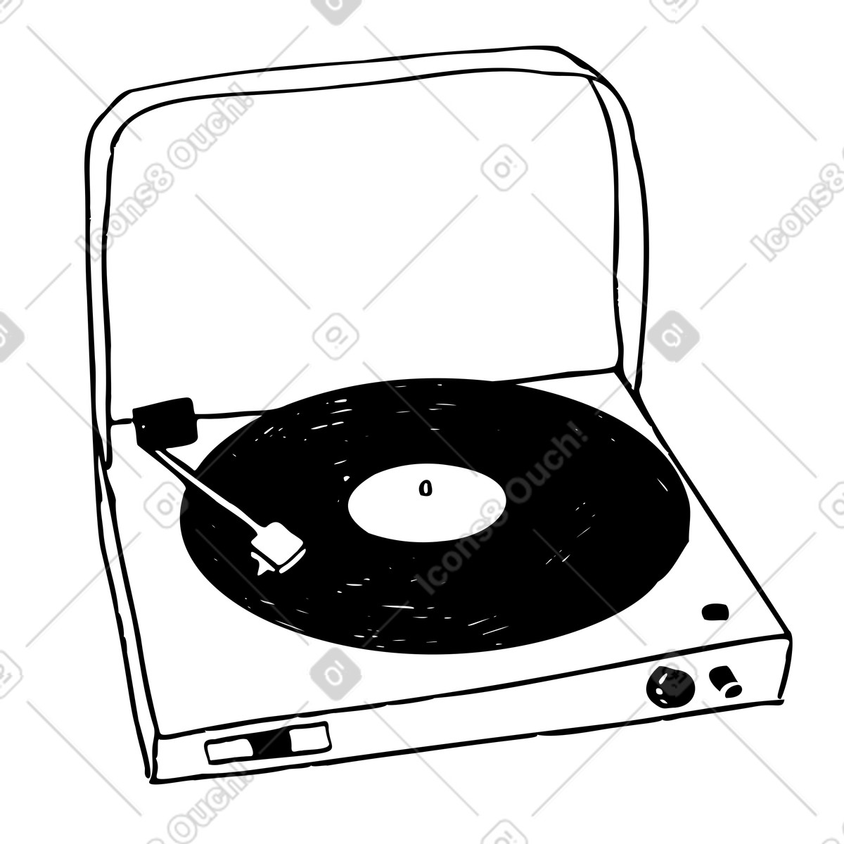Record player illustration in Marks style download in PNG, SVG