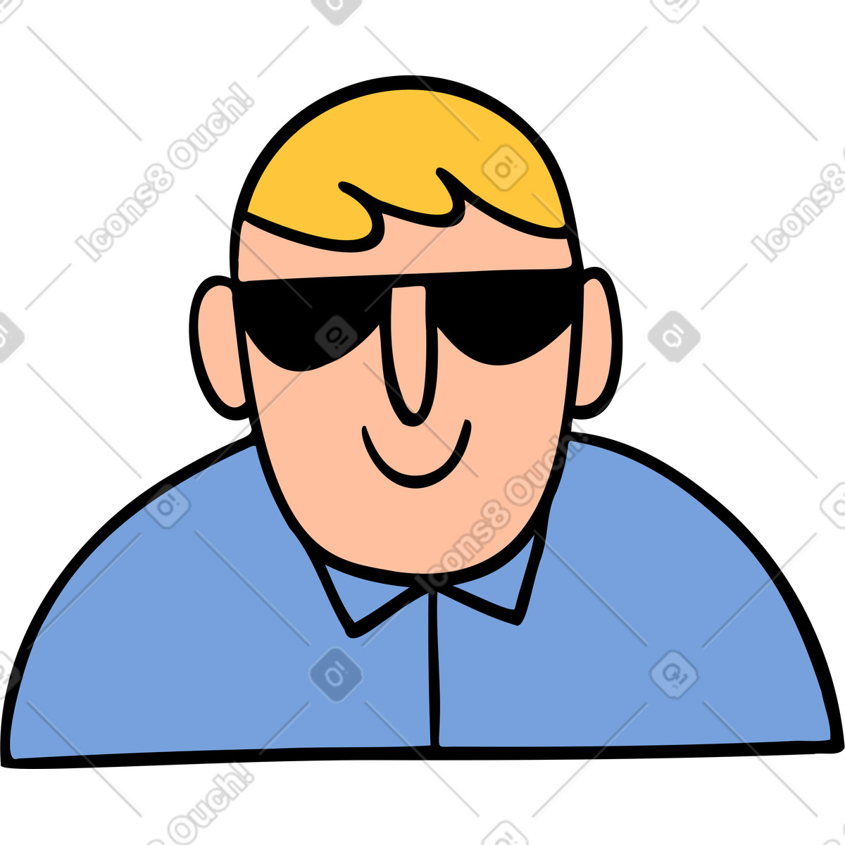 Ilustración Hombre con gafas en estilo Comic a descargar en PNG y SVG