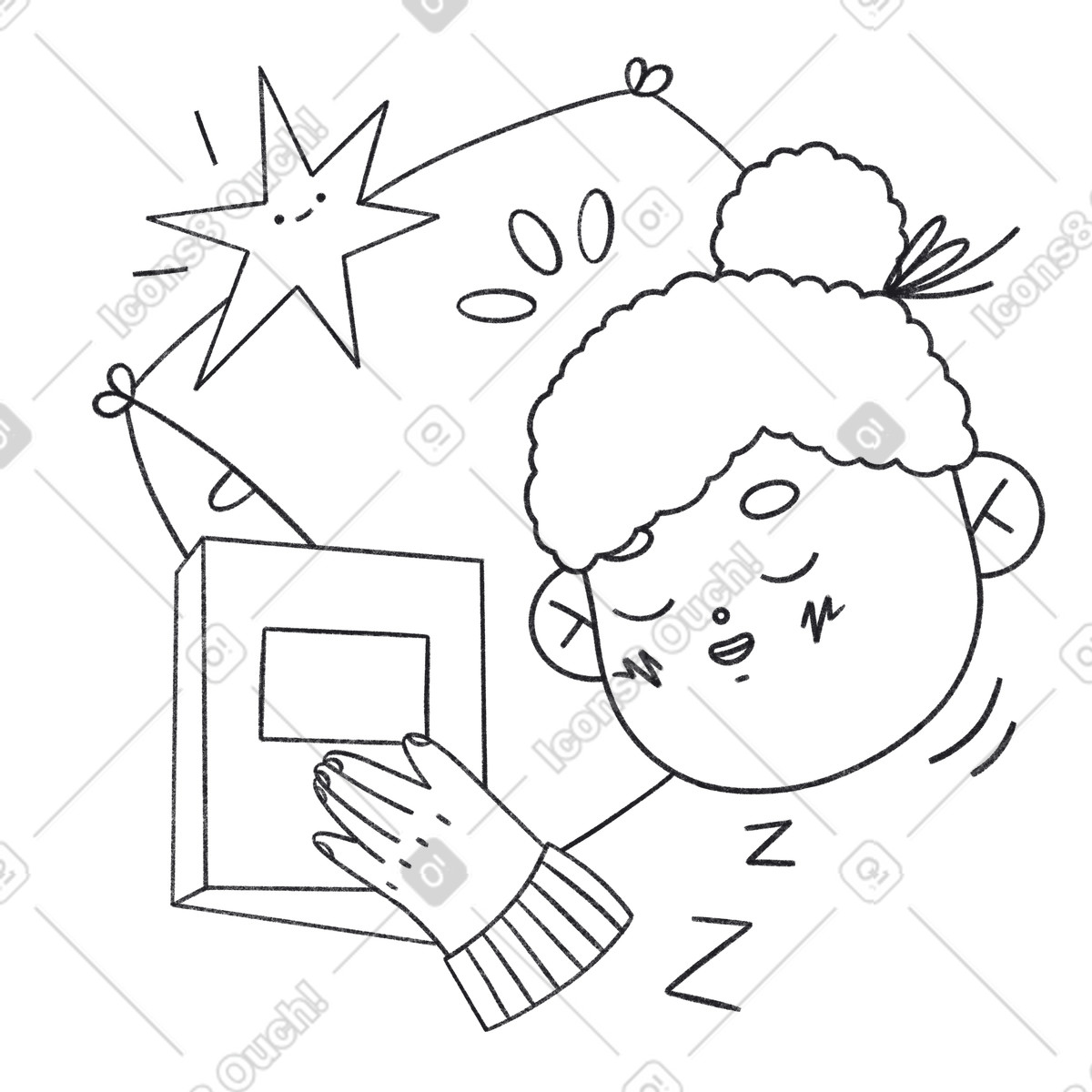Иллюстрация Bedtime reading with child falling asleep book в стиле Bonbon Line — скачать в форматах PNG, SVG