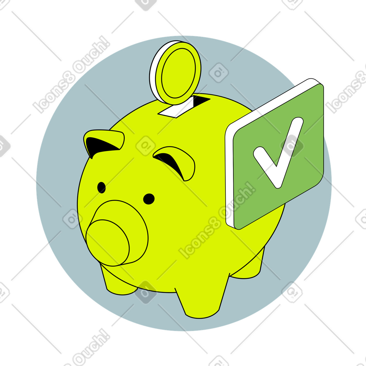 Isometric piggy bank and money savings illustration in style download in PNG, SVG
