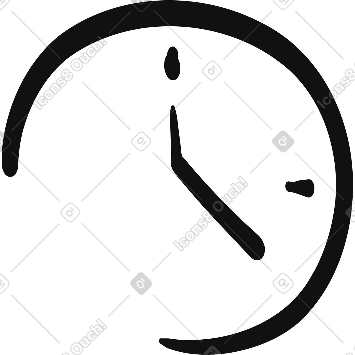 下载 Organic 风格的 Clock minimal hand drawn oval shape with simple hour markers 插画，支持 PNG、SVG 格式