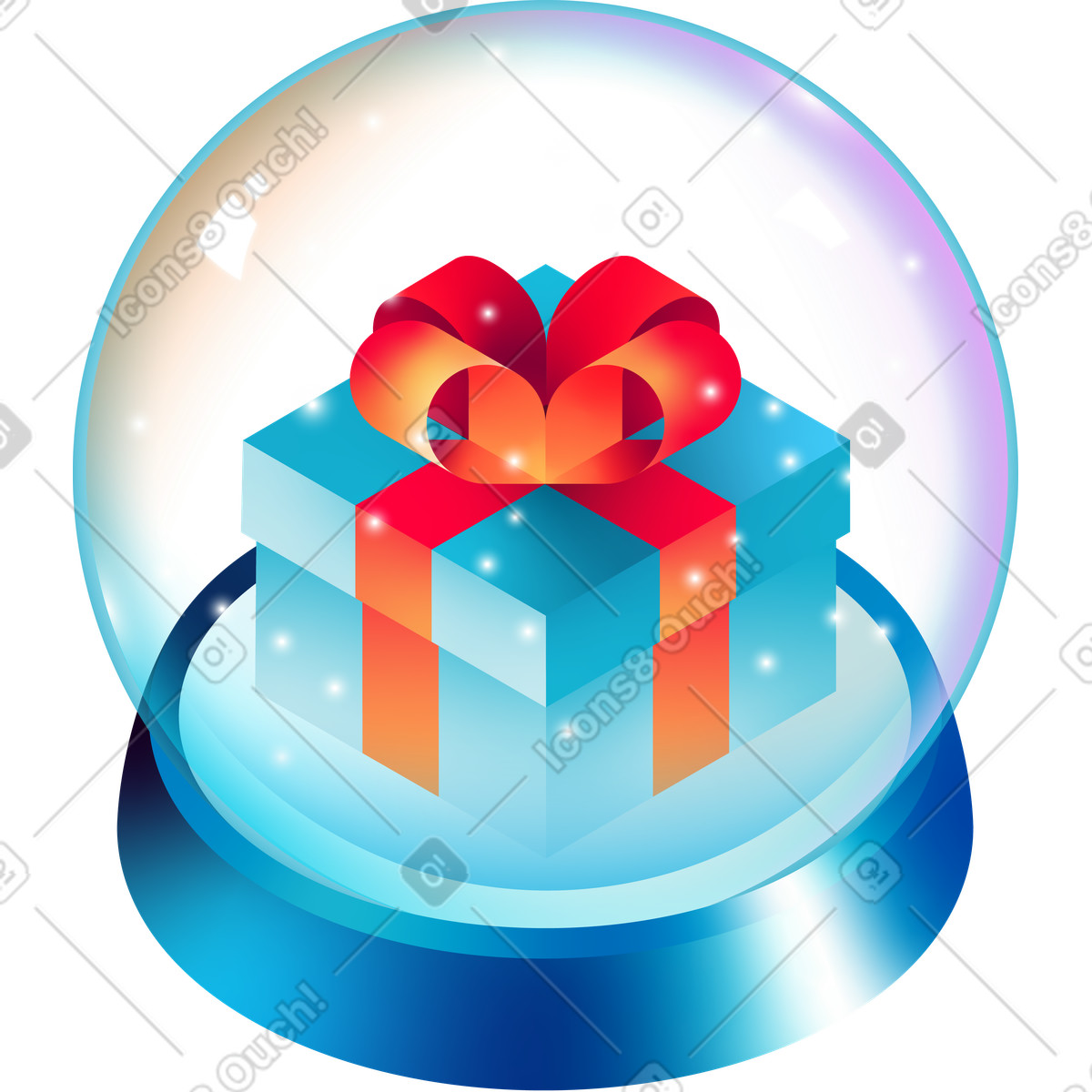 Ilustração de Isometric christmas glass ball with gift em no estilo Glare para baixar em PNG, SVG