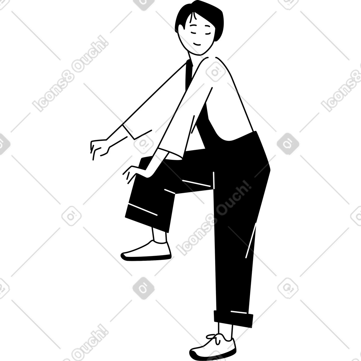 Young woman with her foot on something illustration in Weekday style download in PNG, SVG