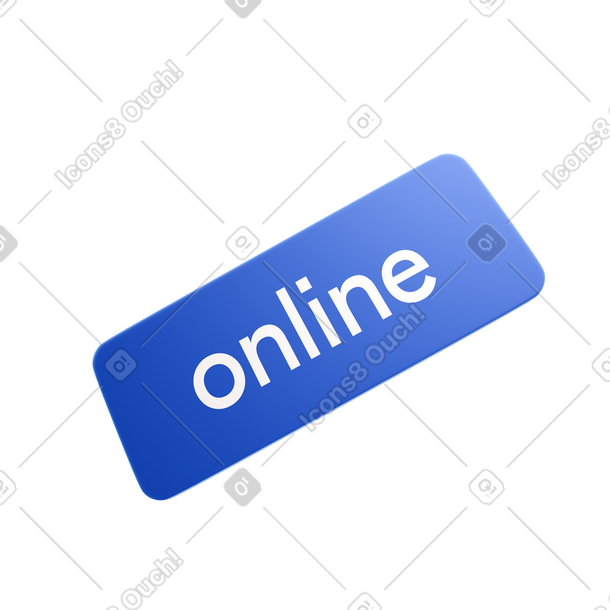 Icona del pulsante online illustrazione in stile 3D Blueprint scarica in PNG, SVG