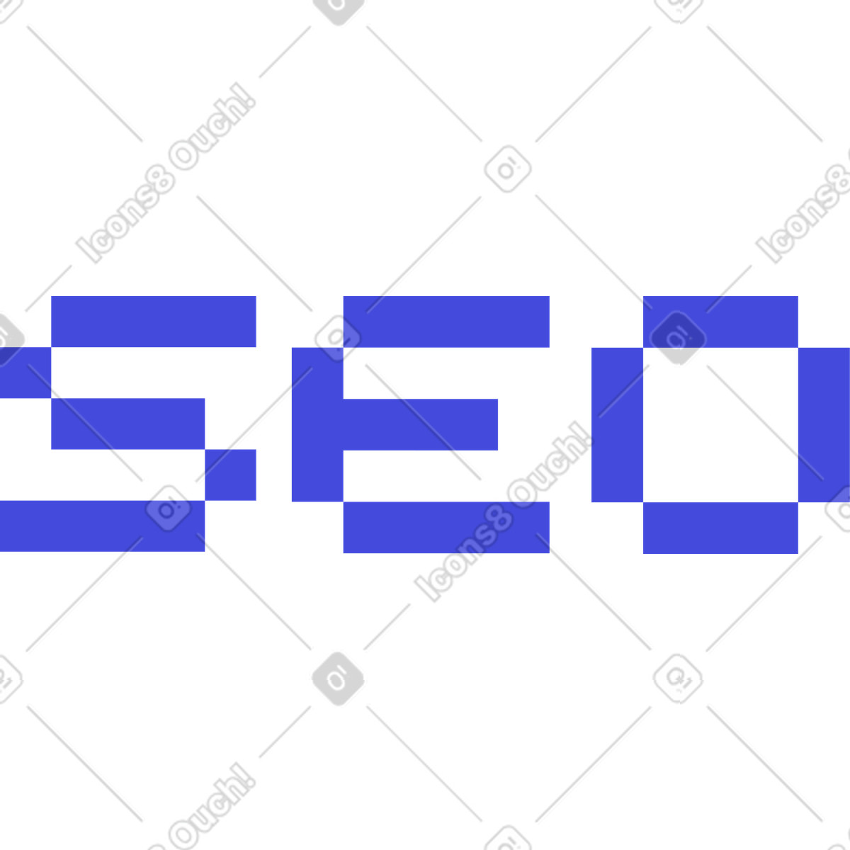 Ilustración Texto de seo letras en estilo 8bit a descargar en PNG y SVG