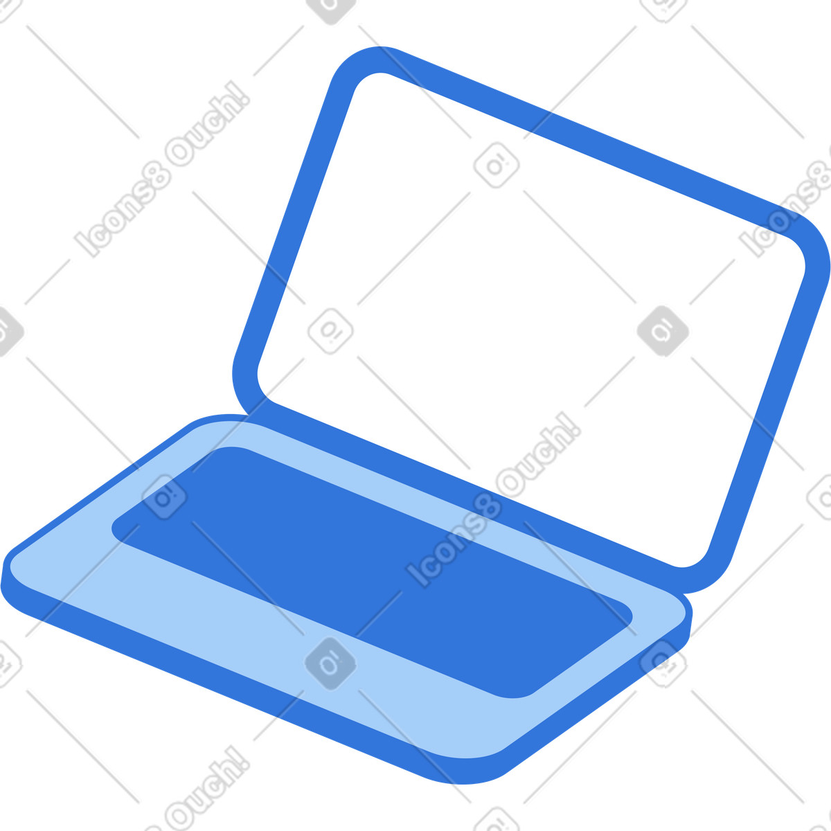 Opened laptop illustration in PNG, SVG