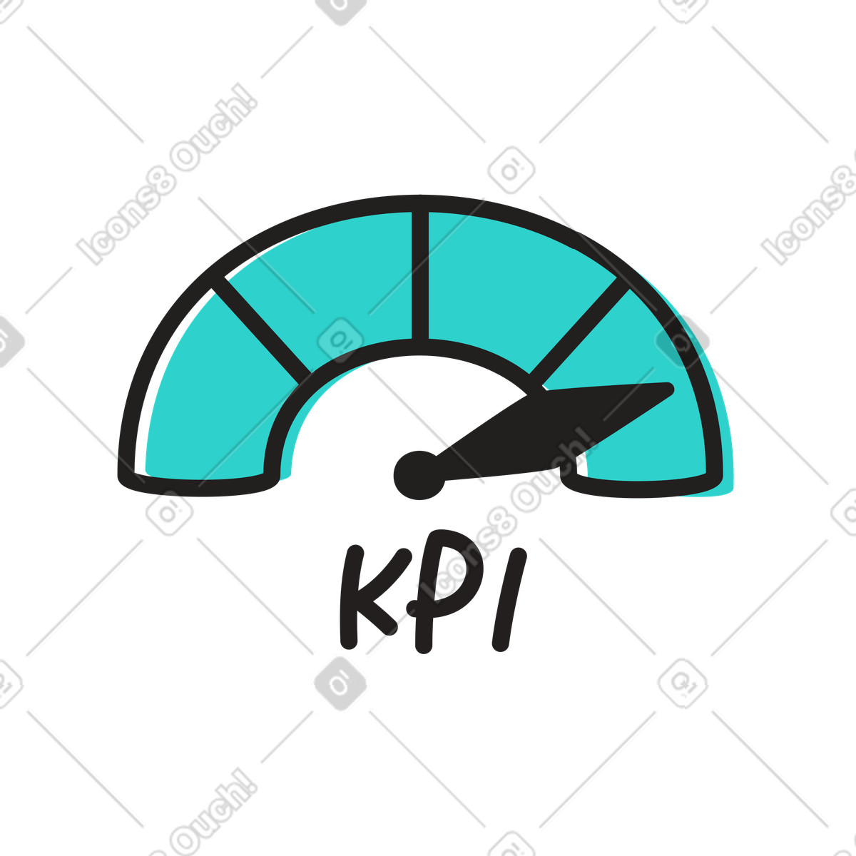 Kpi perfomance gauge chart illustration in Little style download in PNG, SVG