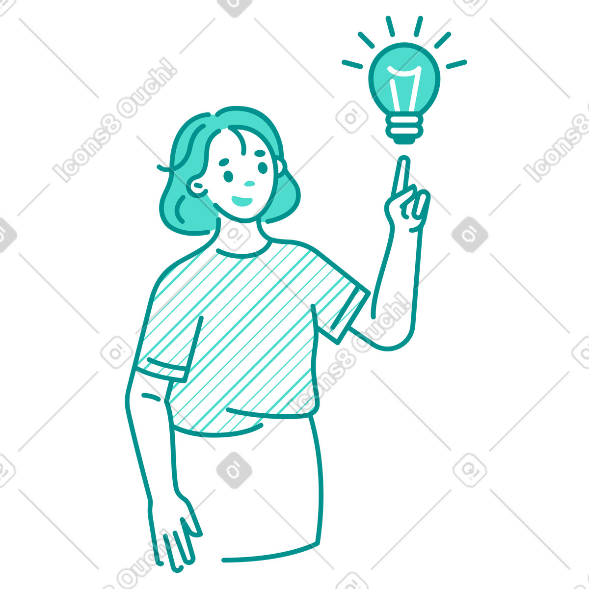 Ilustração de Coming up with idea, problem solving and creative thinking em no estilo Natty para baixar em PNG, SVG