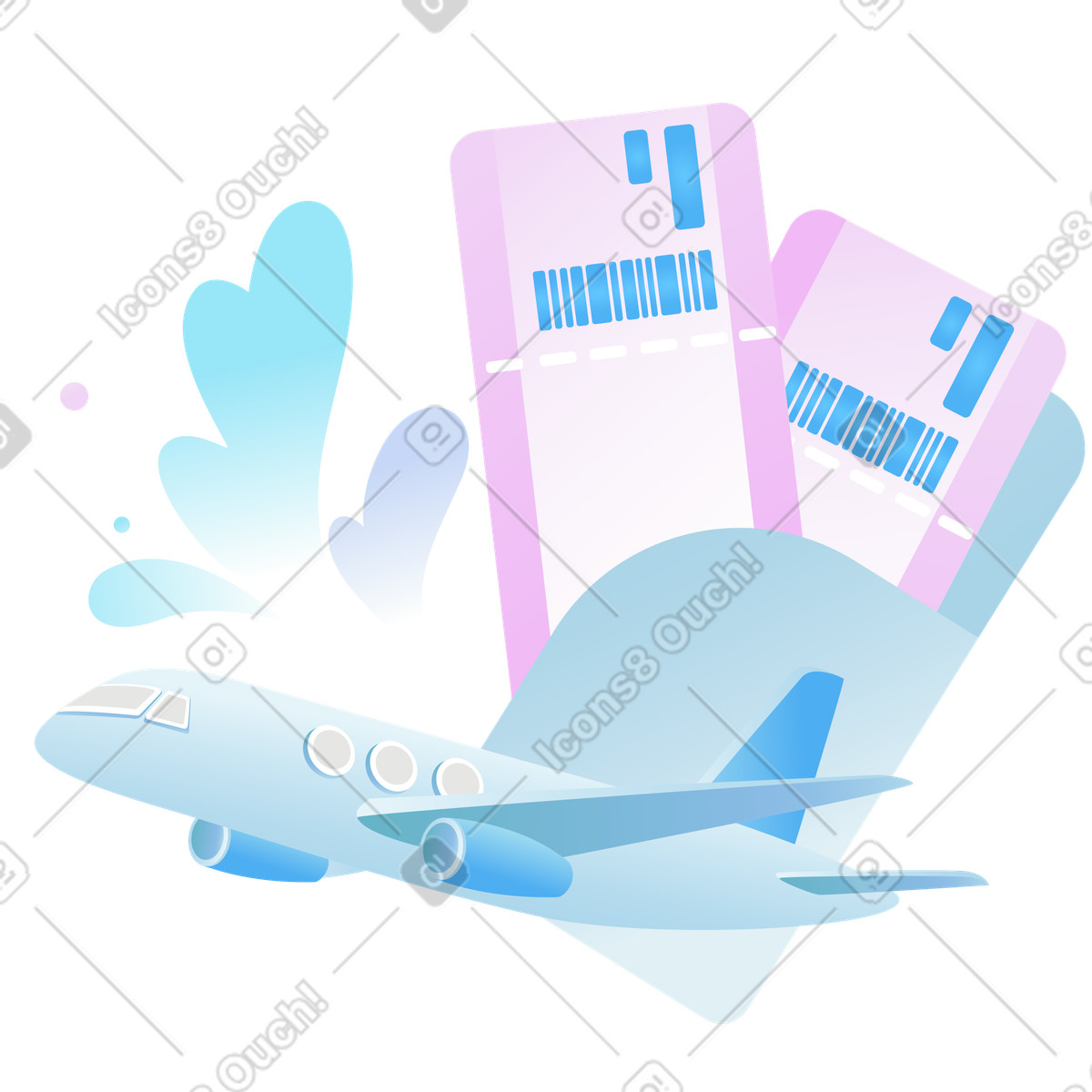 Tickets for traveling by plane illustrazione in stile Airy scarica in PNG, SVG