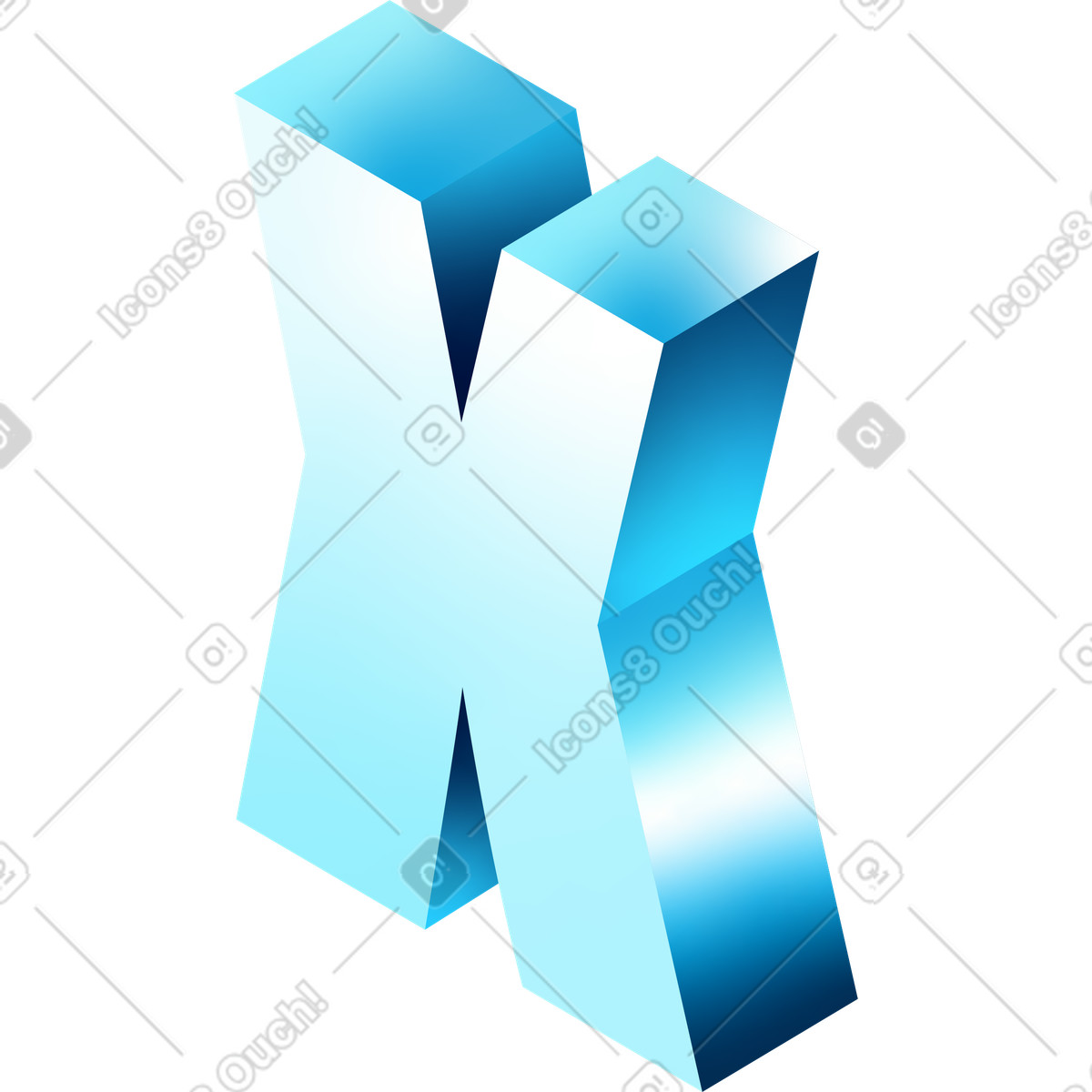 Lettera x isometrica illustrazione in stile Glare scarica in PNG, SVG