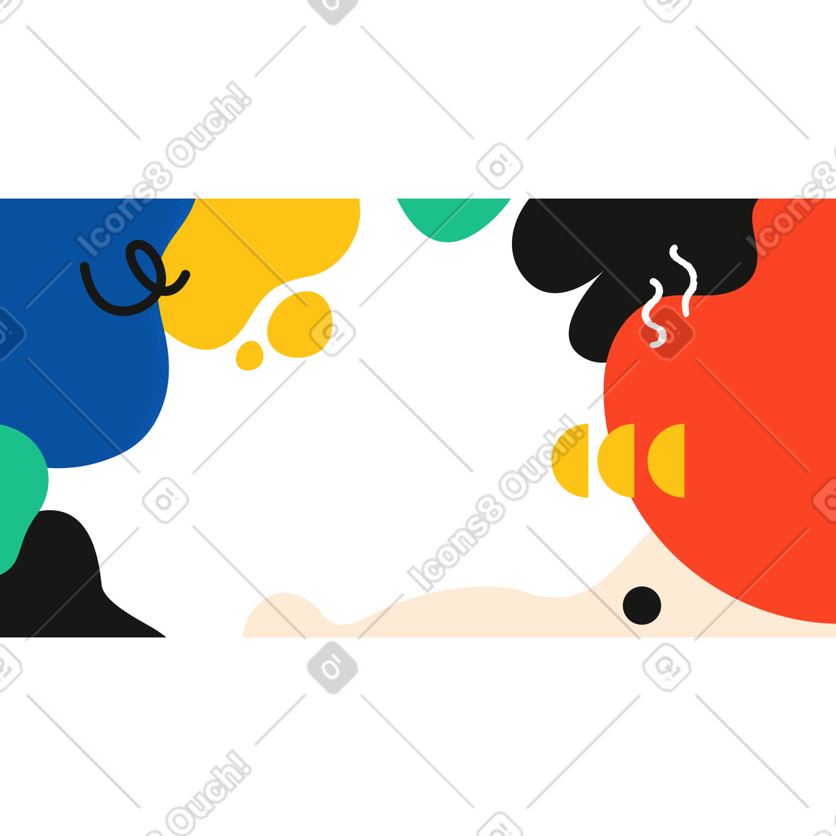 Ilustración Collage brillante de figuras abstractas en estilo Experimental a descargar en PNG y SVG