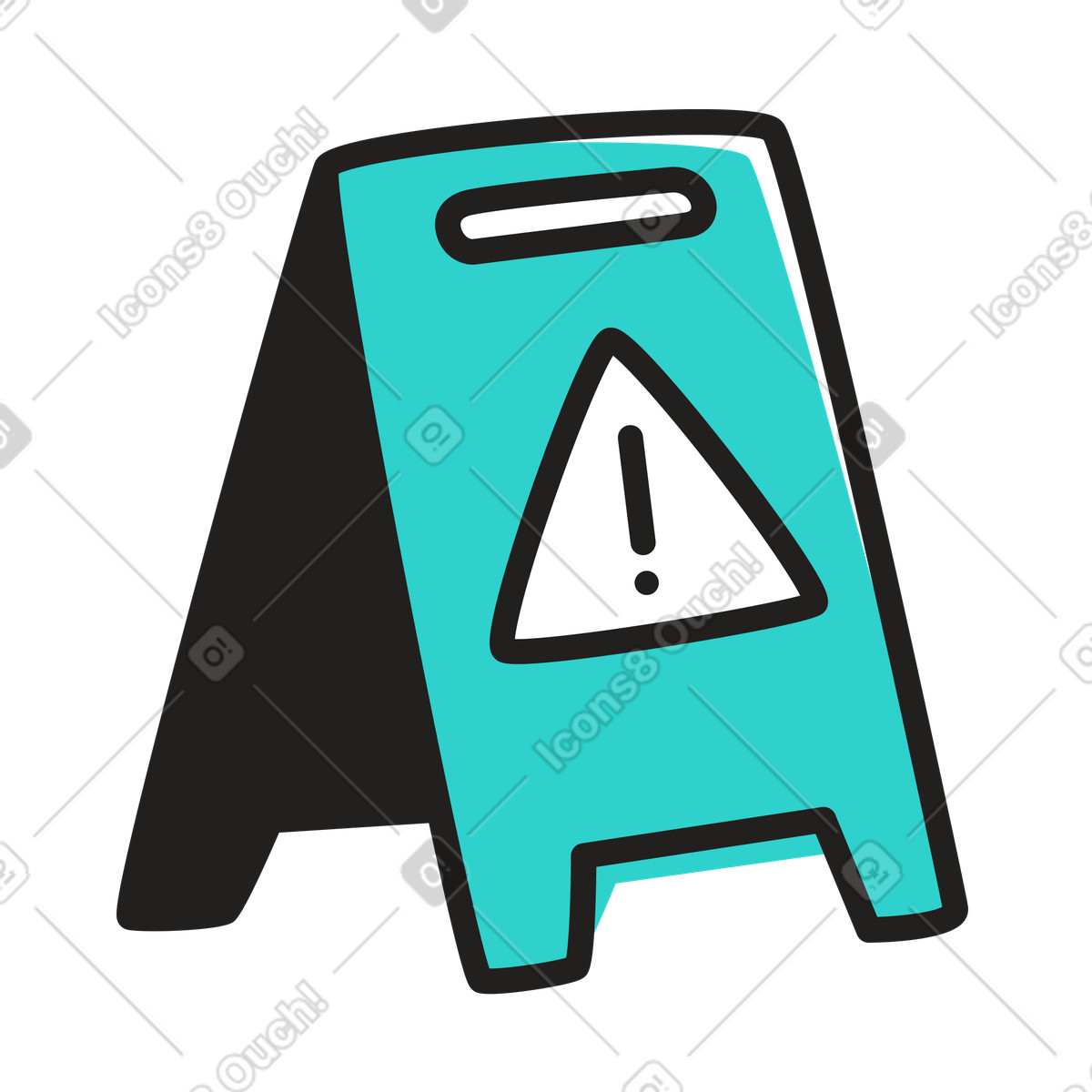 Caution: wet floor sign illustration in Little style download in PNG, SVG