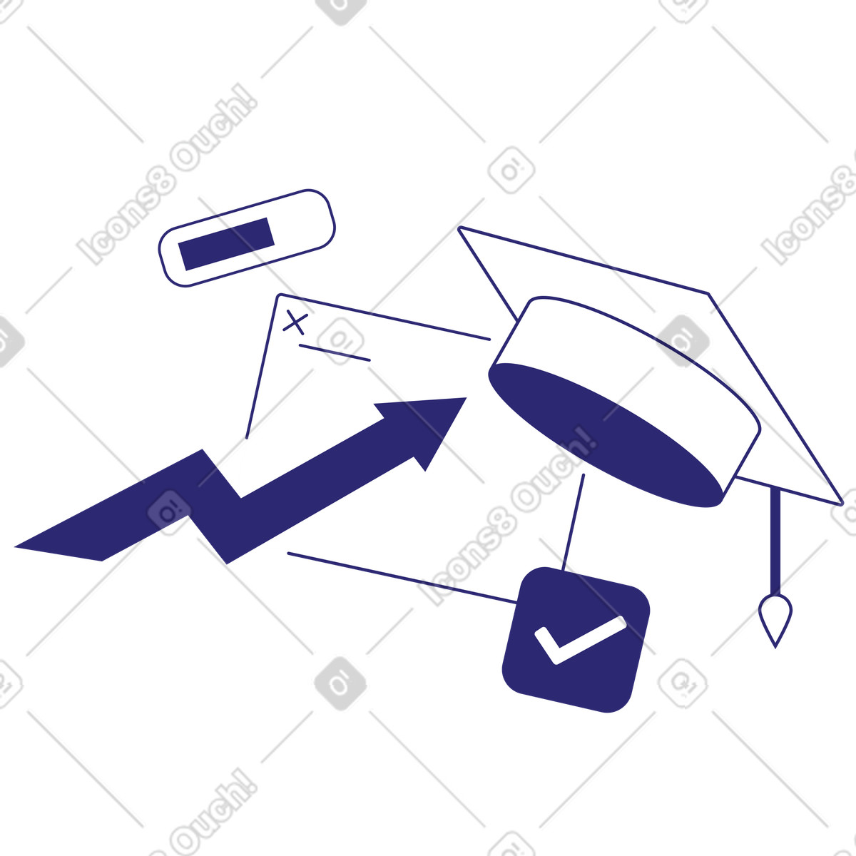 Getting degree and graduation cap illustration in Cut style download in PNG, SVG