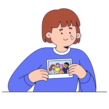 A person wiping away a tear while looking at a cherished photo, filled with emotion.