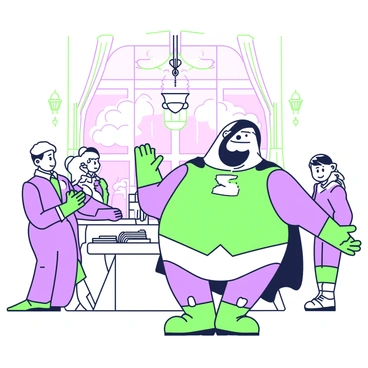 An illustration of a famous scene with an unexpected, silly character inserted into it.