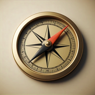A close-up of a compass pointing north, representing moral direction