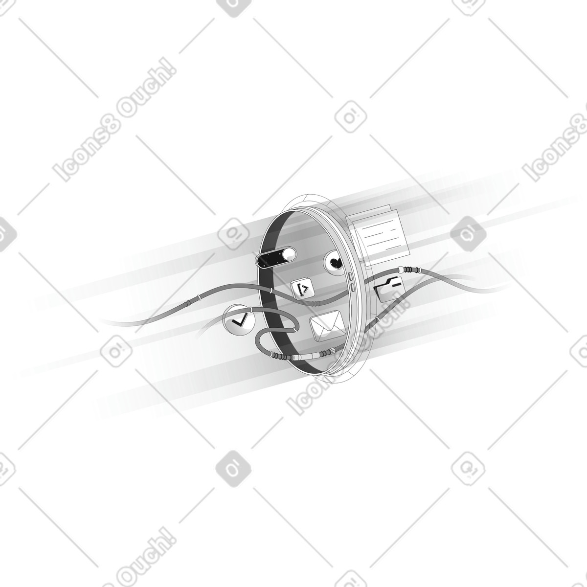 Digital workflow futuristic space portal illustrazione in stile scarica in PNG, SVG