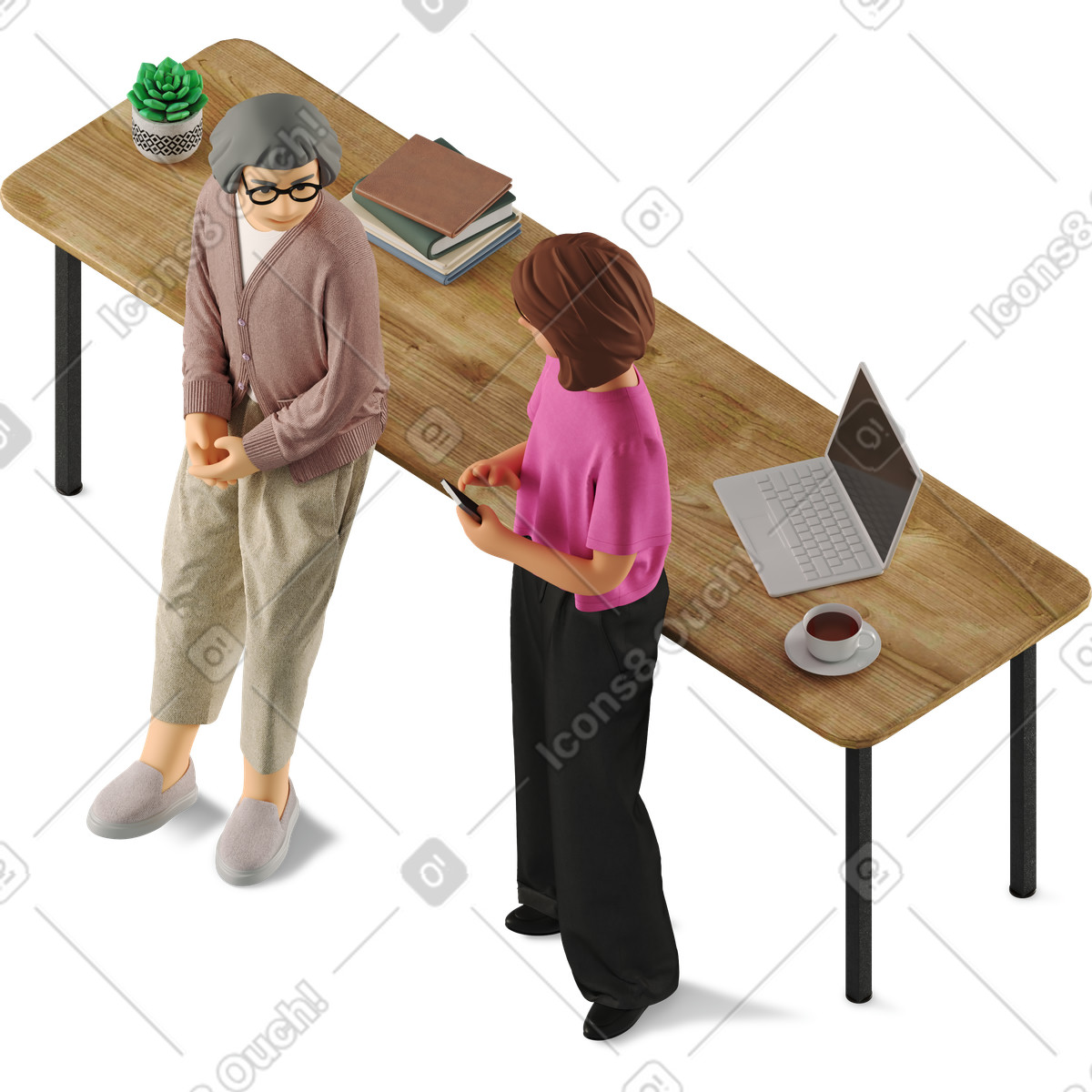 Ilustração de Women talking at work em no estilo 3D Business para baixar em PNG, SVG