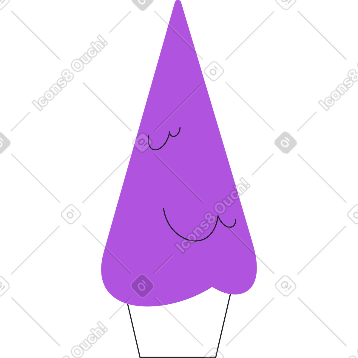 Ilustração de Arbusto roxo escuro em pote no estilo Grapy para baixar PNG, SVG