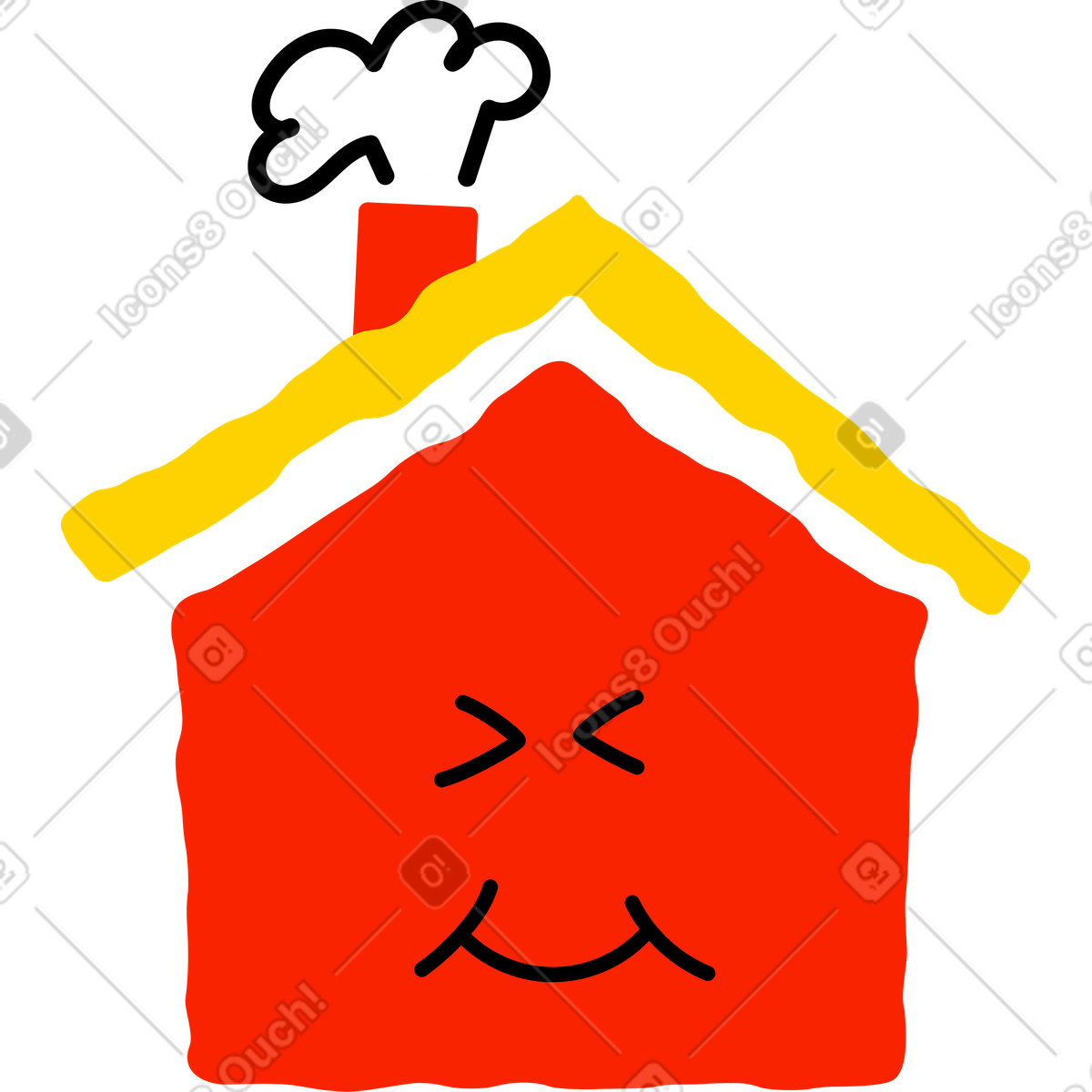 Illustration Maison de tête avec le toit en place dans style Giggle à télécharger aux formats PNG, SVG