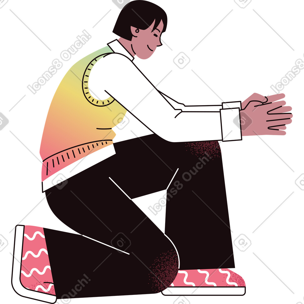 Ilustración Hombre sentado sobre una rodilla en estilo Delight a descargar en PNG y SVG