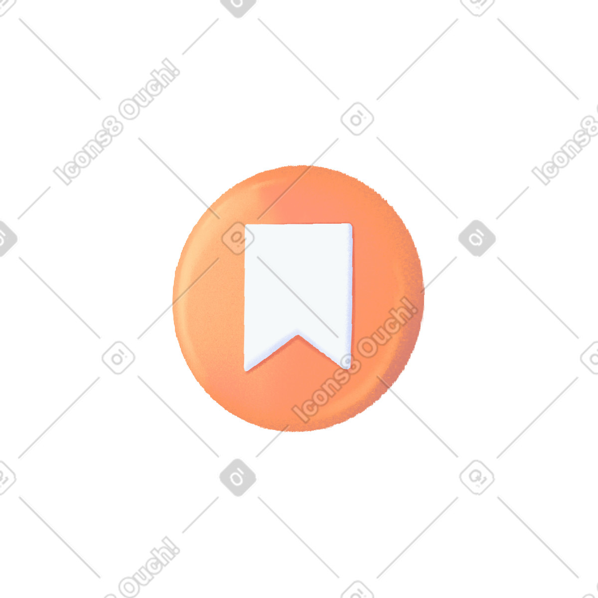 Orange round button with save icon illustration in Smart style download in PNG, SVG
