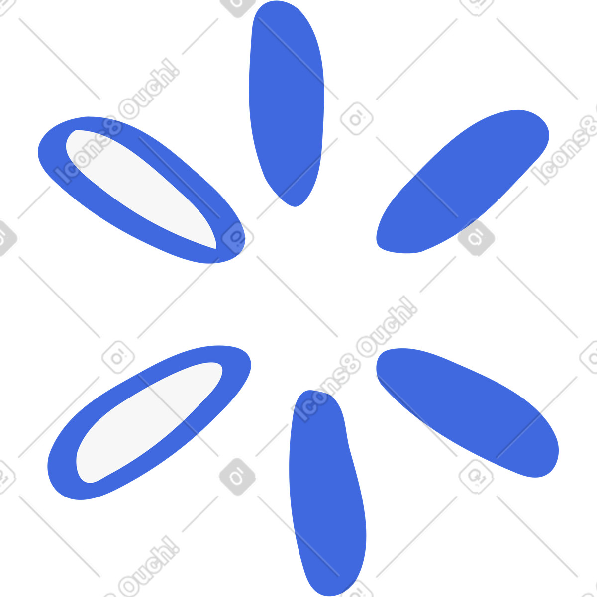 Spinner loading symbol with rotating blue droplet shaped petals-Illustration im Ballpoint Pen-Stil als Download in PNG, SVG
