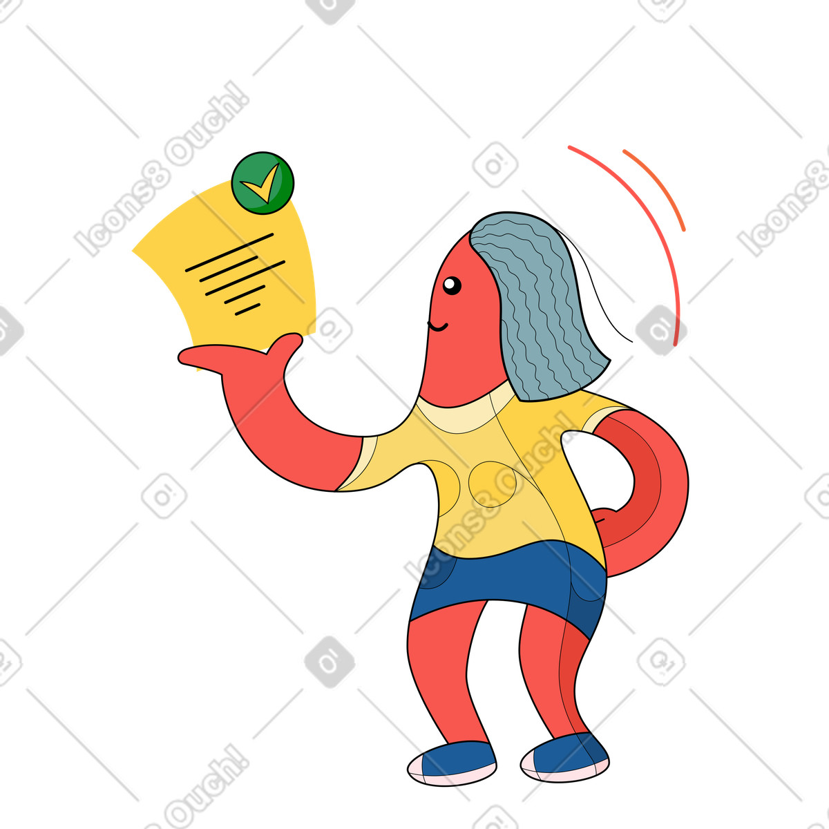 Illustration Document de formulaire approuvé dans le style Surr à télécharger aux formats PNG, SVG