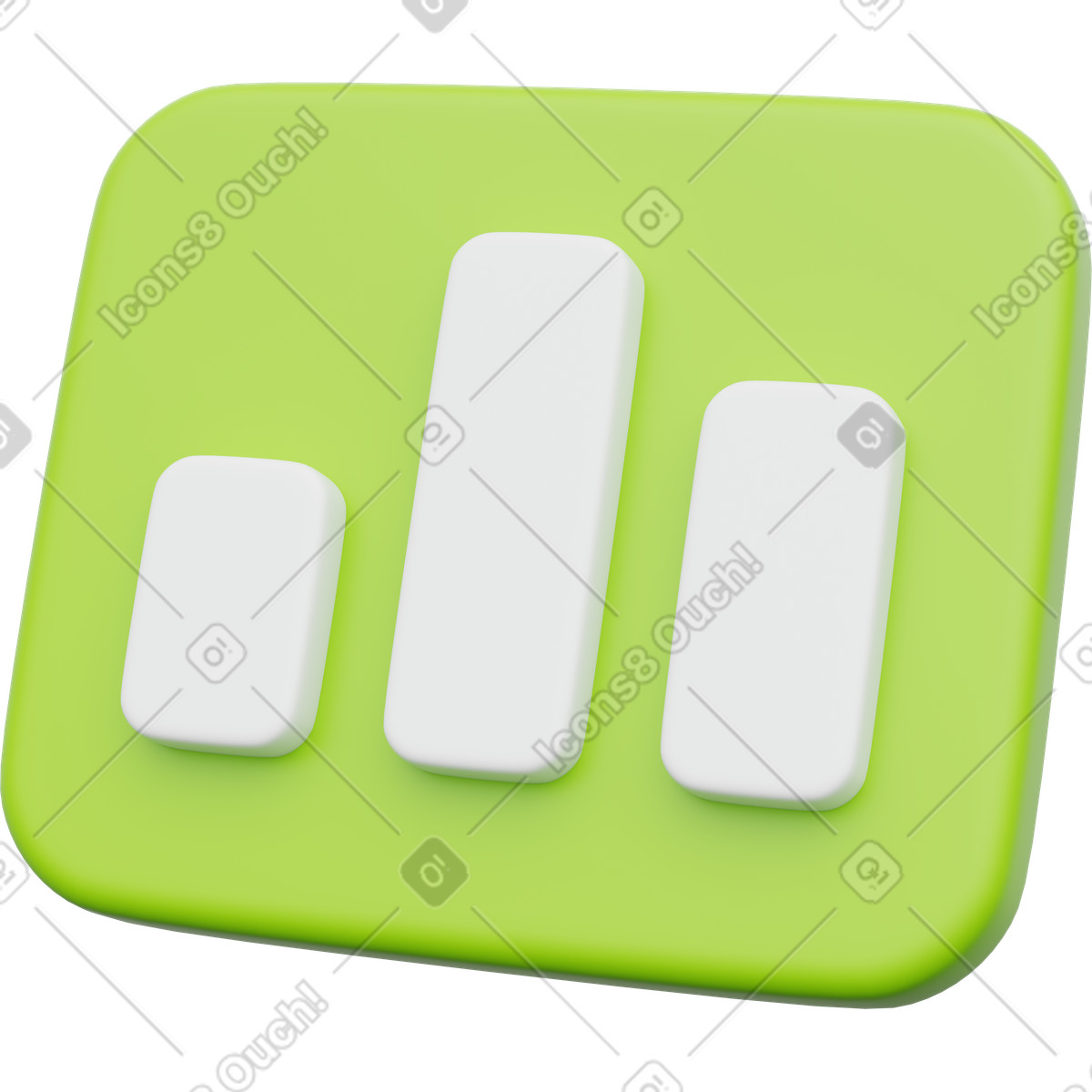 Green bar graph, business statistics icon, performance data symbol illustration in 3D Playful style download in PNG, SVG
