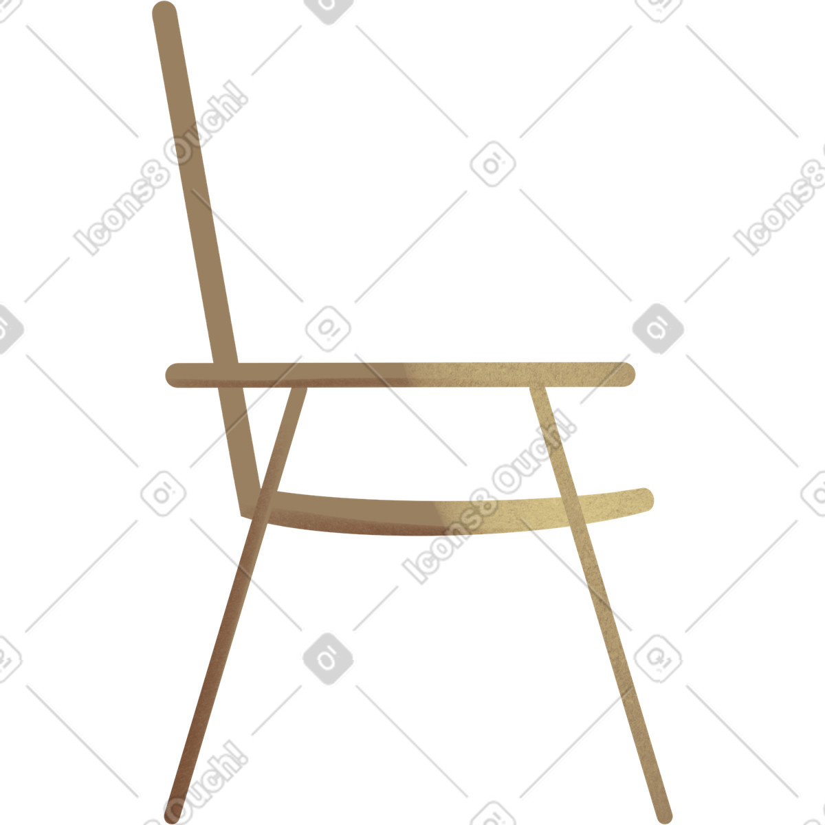 Simple slatted chair with low reclined seat illustration in Shine style download in PNG, SVG