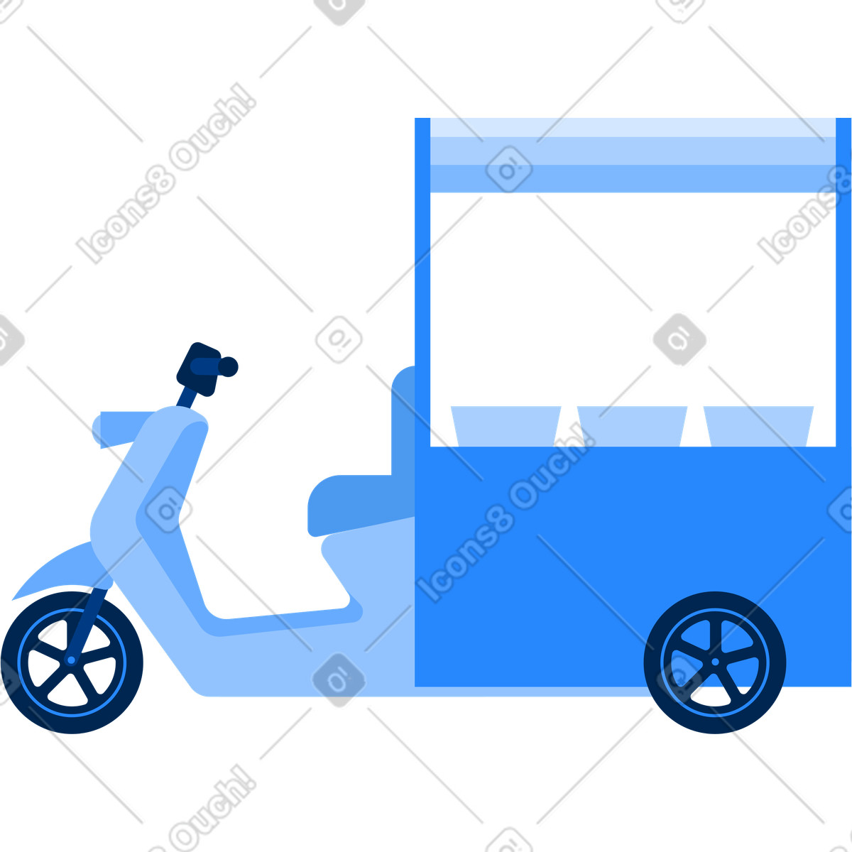 Illustration Stand de restauration rapide sur scooter dans le style Urban à télécharger aux formats PNG, SVG