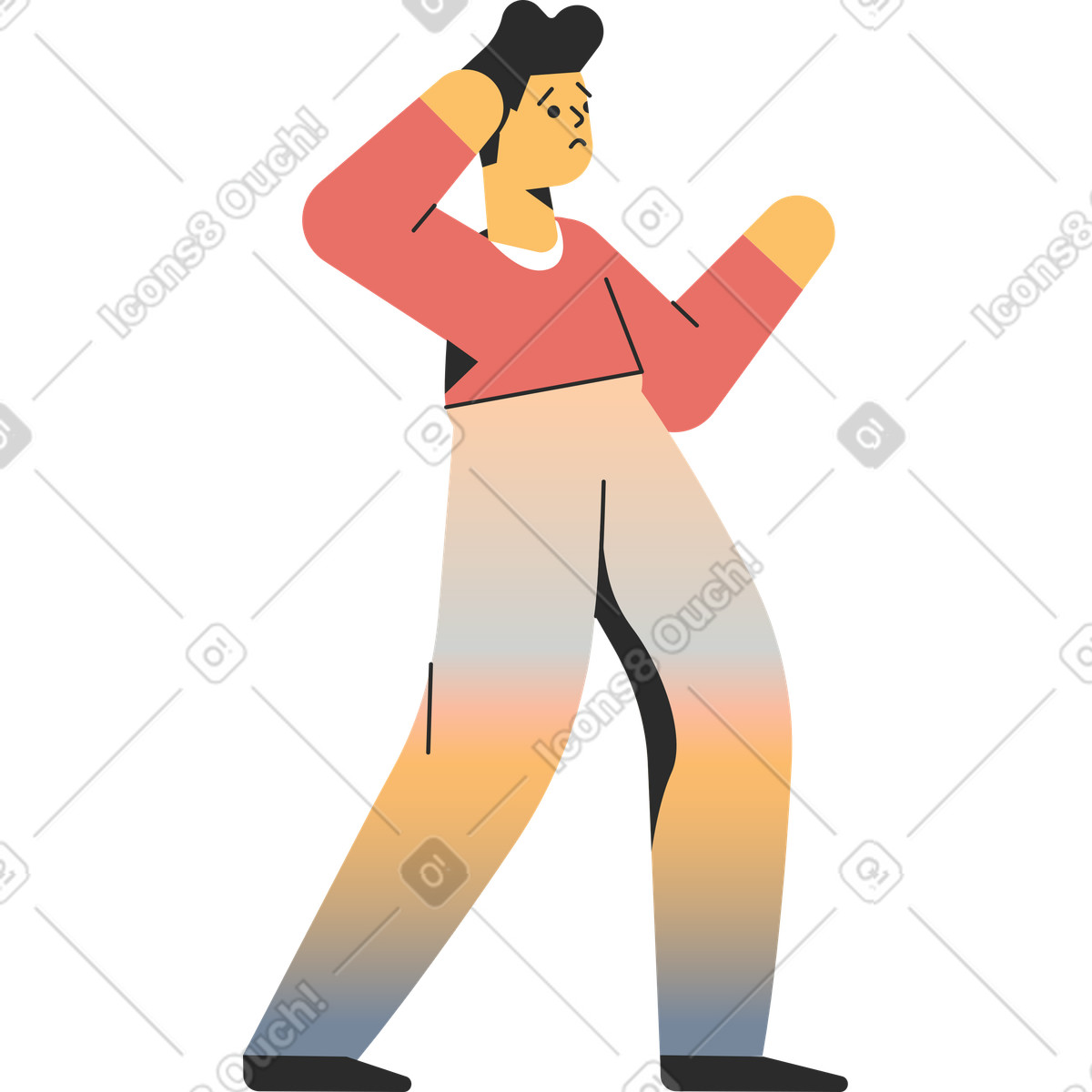 Man thinks illustration in Marginalia style download in PNG, SVG