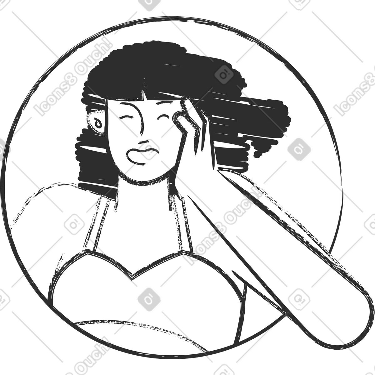 Ilustración Avatar de una mujer riendo en estilo Graphite a descargar en PNG y SVG
