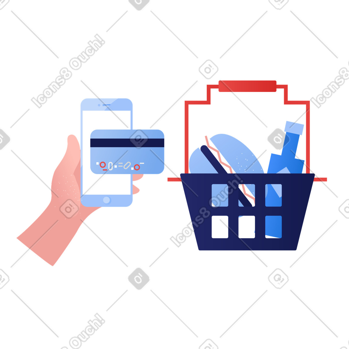 Illustration Livraison de nourriture en ligne dans le style Clip à télécharger aux formats PNG, SVG