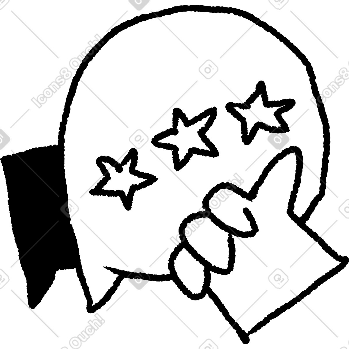 Thumb up rating bubble with three stars hand gesture sketch-Illustration im Black Chalk-Stil als Download in PNG, SVG