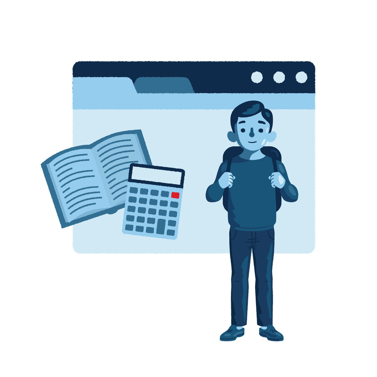 Virtual school illustration in Cherry style download in PNG, SVG