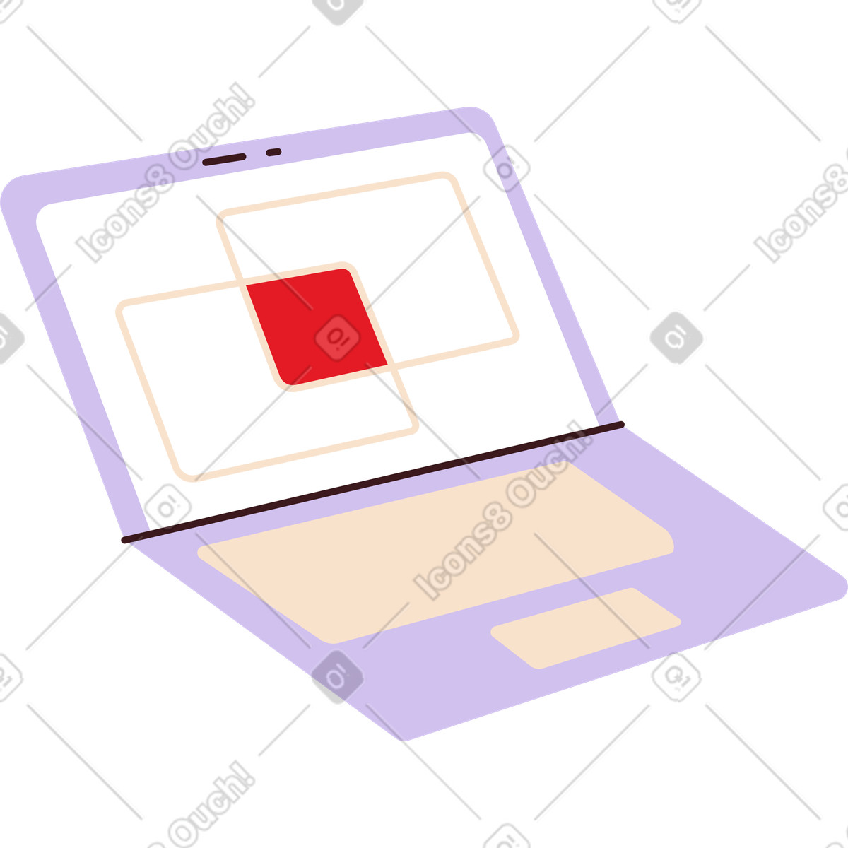 Illustration Ordinateur portable grand ouvert dans le style Folks à télécharger aux formats PNG, SVG