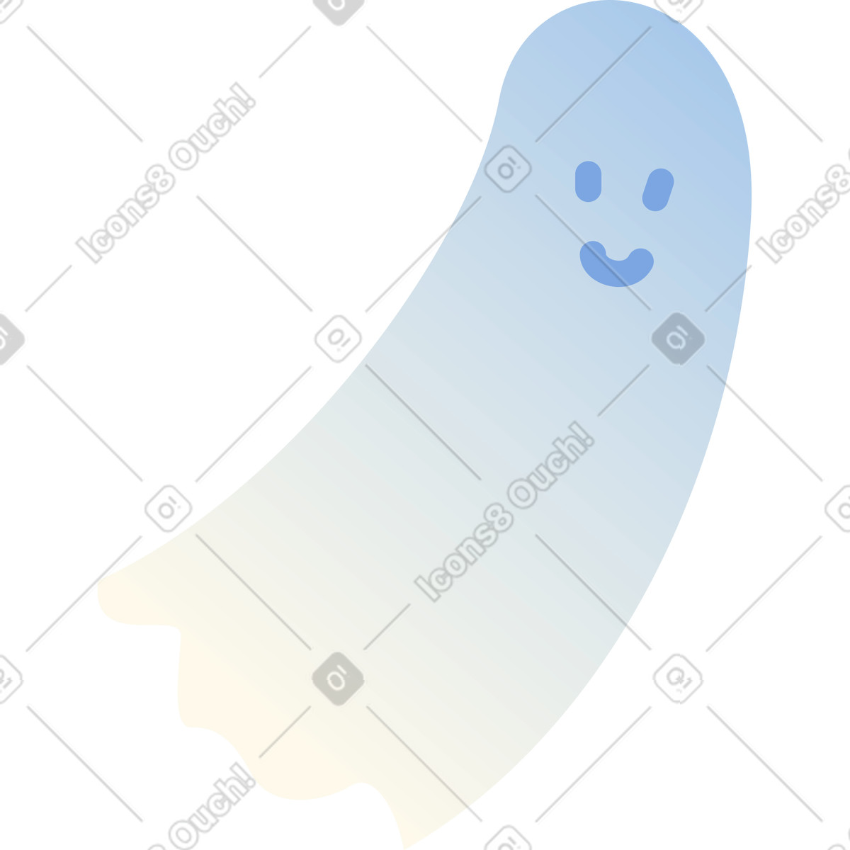 Gradient ghost smiling illustration in PNG, SVG