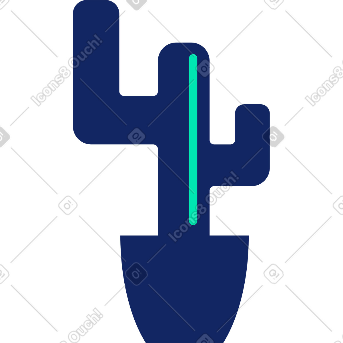 Cactus in vaso illustrazione stile Cyborg scarica PNG, SVG